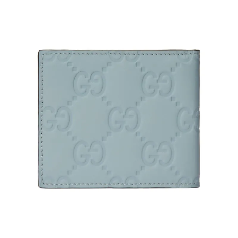 GUCCI Rubber Effect Leather Wallet Men's Light Blue-2