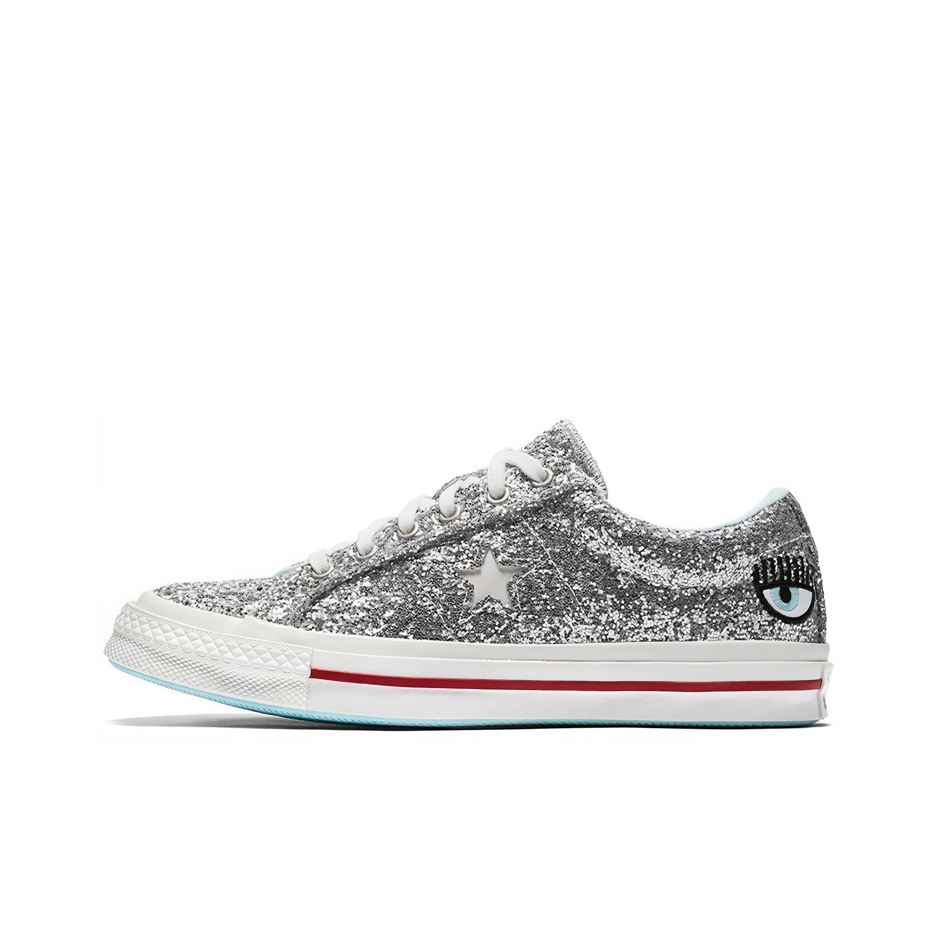 One Star Chiara Ferragni X Women s Converse Ox Silver Glacier Blue Women s