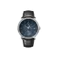 Silver Needle Dark Blue Dial Black Leather Strap