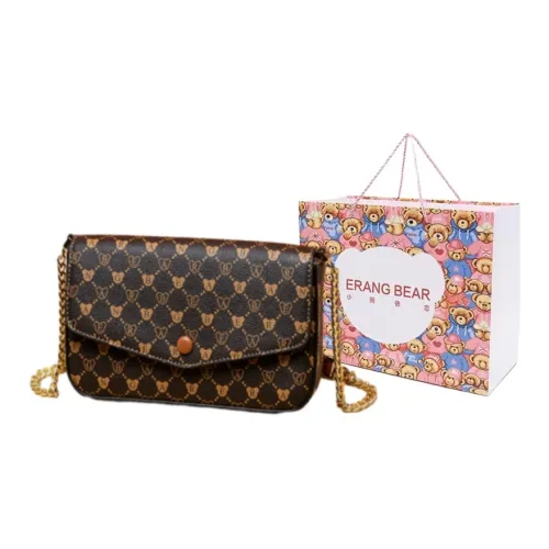 ERANGBEAR PU Chain Bag, One Shoulder Envelope, Crossbody Bag Regular Women's Coffee/Kelp Pink