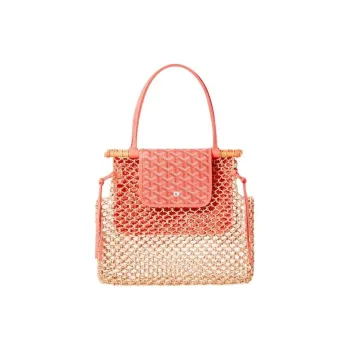 GOYARD Aligre Raffia With Canvas Shoulder Bags Handbags Women's Pink & Beige