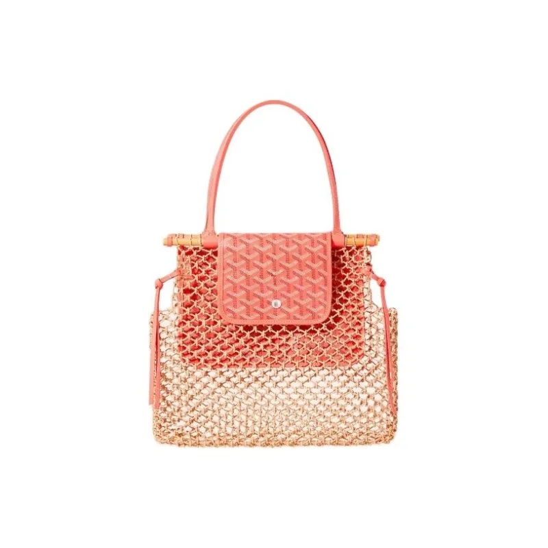 GOYARD Aligre Raffia With Canvas Shoulder Bags Handbags Women's Pink & Beige-0