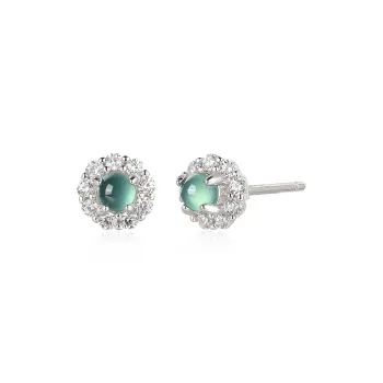 Cuiya Golden Building Ice Type Jadeite Stud Earrings Women's