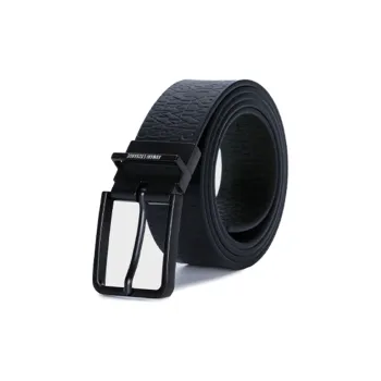 ARMANI EXCHANGEAE 3D Effect Letter Design Leather Belts Men's Navy Blue Width 3.5CM
