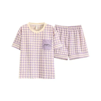 The Story Of The Flower Season Pajama Set Women's 1Purple Plaid