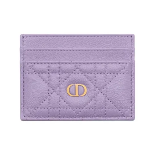 DIOR Caro Soft Cow Leather Card Clip Card Holder Women's Light Purple