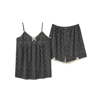The Story Of The Flower Season Pajama Set Women's Black