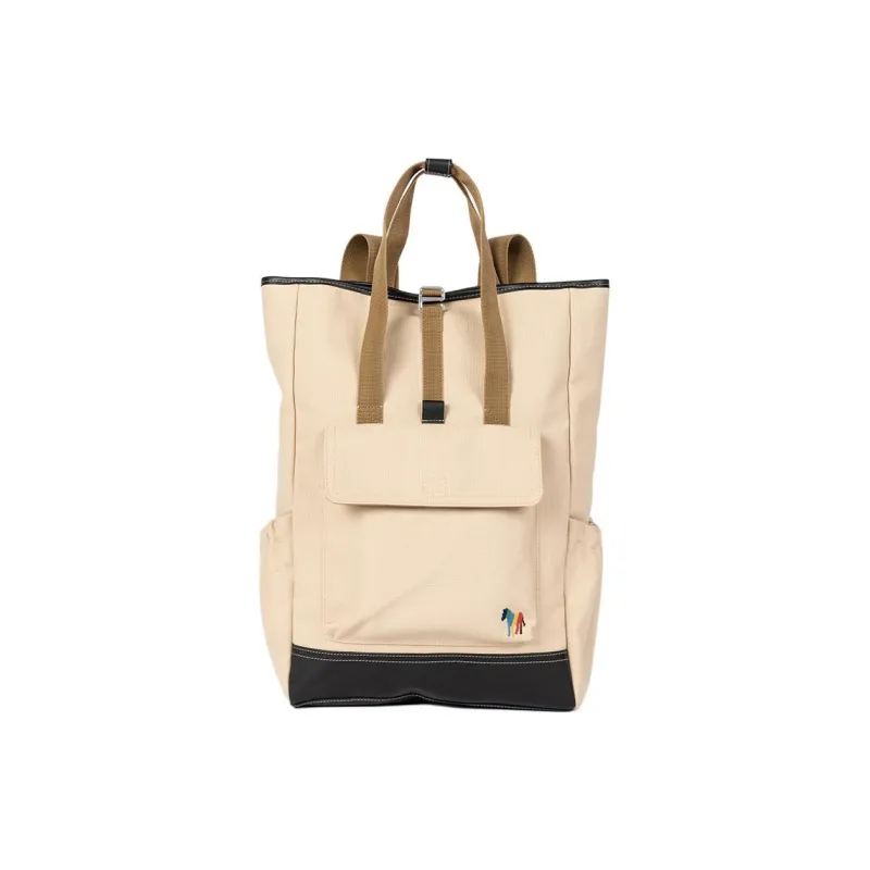 Paul Smith Fabric Cow Leather Patchwork Backpack Large Size Men's Milk White-0