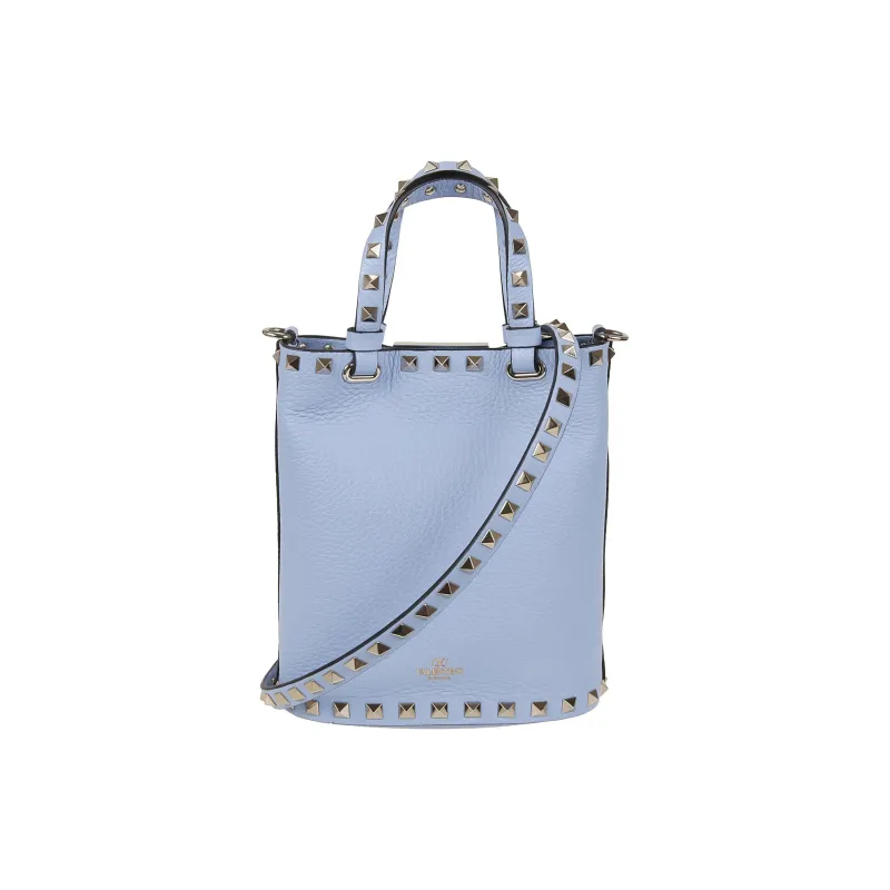Valentino Rockstud Grained Calfskin Bucket Bags Shoulder Bag Crossbody Bag Handbag Mini Women's Blue-1