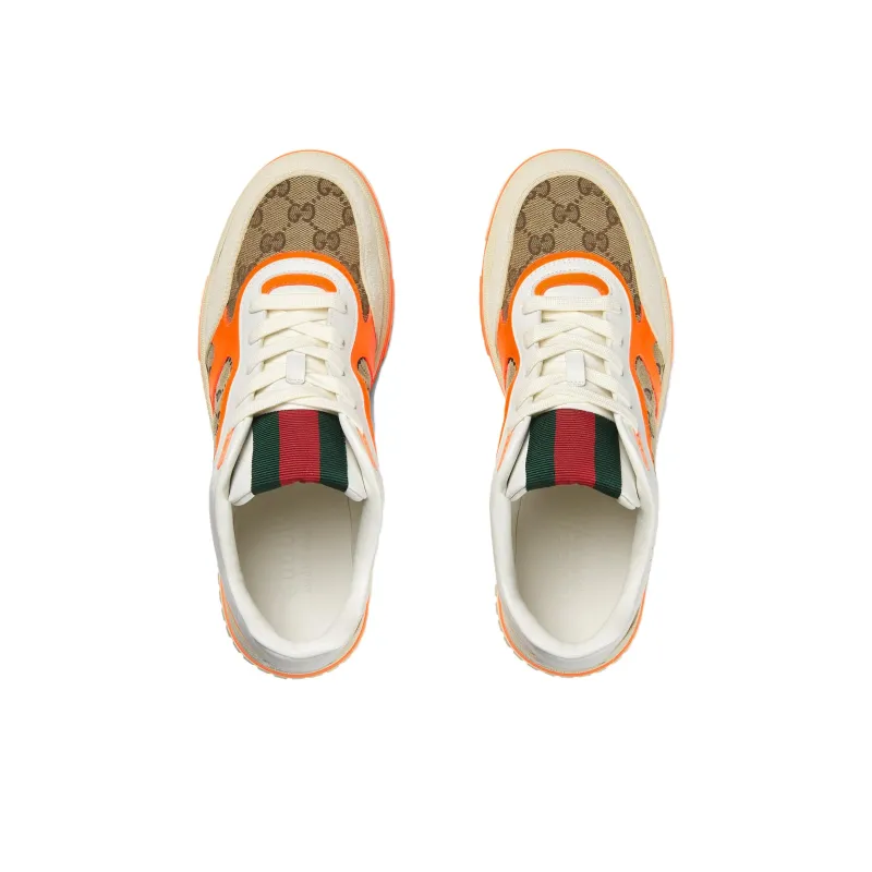 GUCCI Re Web Sneaker 'GG Canvas Beige Bright Orange'-4