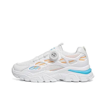 Warrior Lightweight Wear Resistant And Slip Resistant Low Top Chunky Sneakers Unisex White Orange Blue