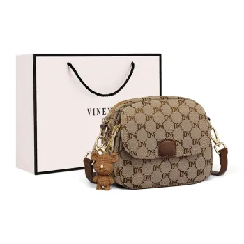 VINEY Fabric Small Round Bag Shoulder Bag Small Size Women's Coffee