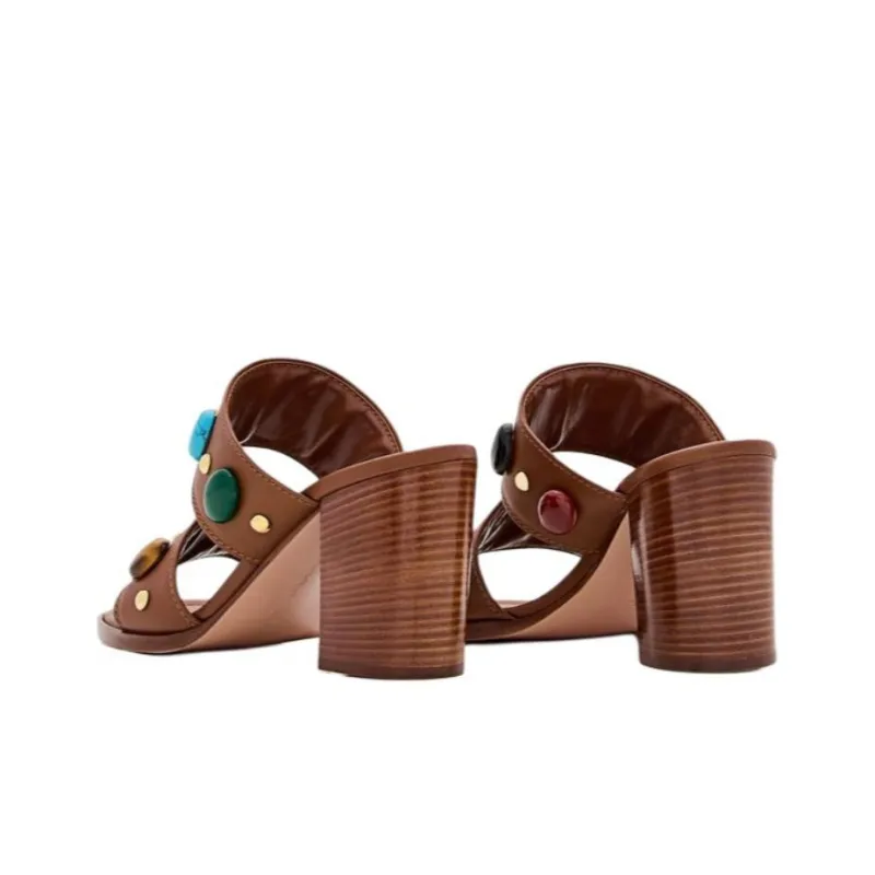 GIANVITO ROSSI 90mm Beaded Leather Mules-4