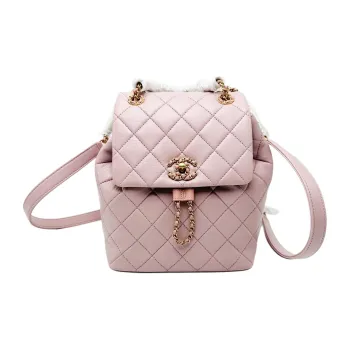 CHANEL Sheepskin Backpack Women's Light Pink Red
