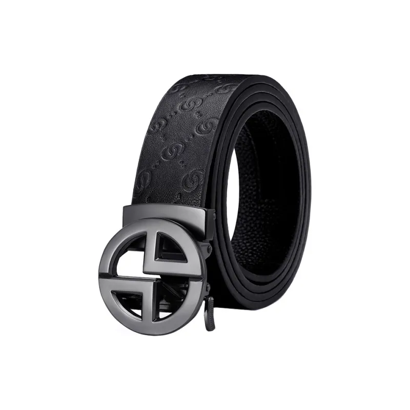 POLO Top Grain Cow Leather Leather Belts Men's Gunmetal Width 3.4cm-1