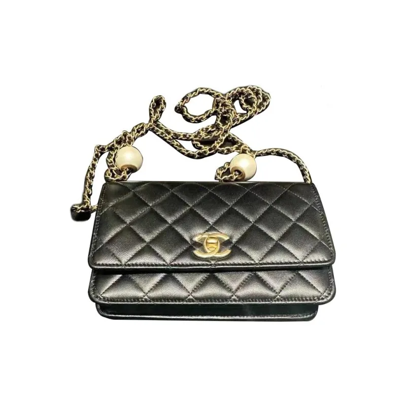 CHANEL WOC Sheepskin Crossbody Bags Women's Black-1