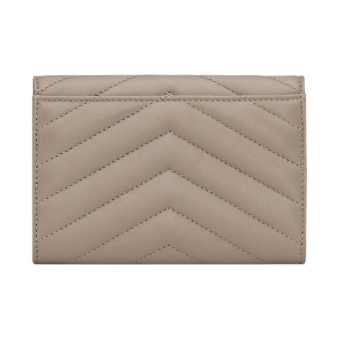 SAINT LAURENT Lambskin Wallet Women's Taupe-2
