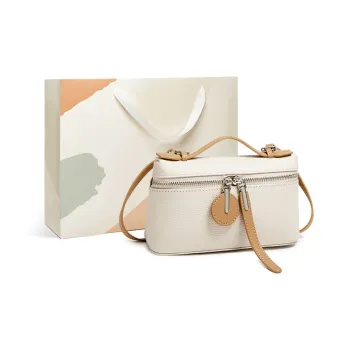 15 MINS Cow Leather Handbag Regular Women's Ecru & Apricot/Midnight Black