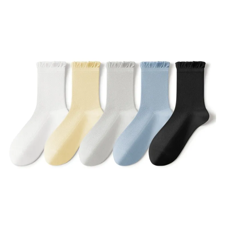 SHIWAJI Mid Calf Socks Women's 5 Pack-4