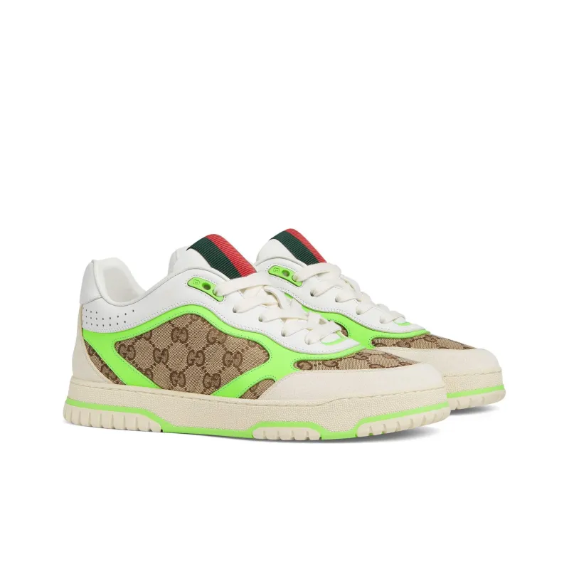 GUCCI Re Web Sneaker 'GG Canvas Beige Fluorescent Green'-2