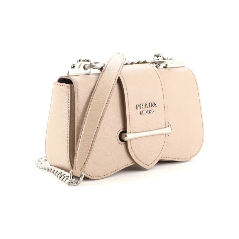 PRADA Sidonie Leather Crossbody Bag Shoulder Bag Women's Light Pink-1