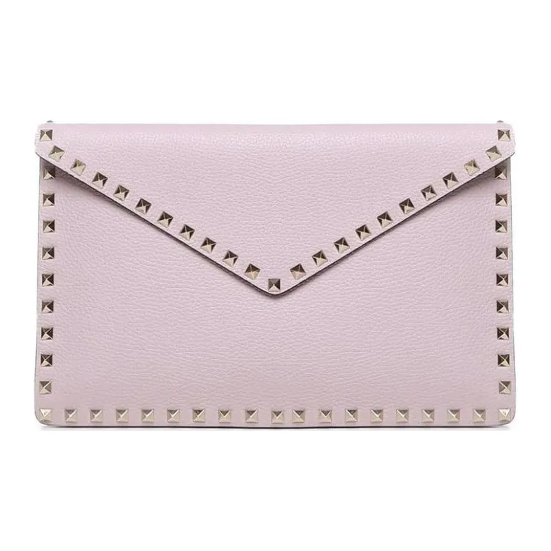 Valentino Grained Calfskin Clutch Women's Aqua Lilac-0