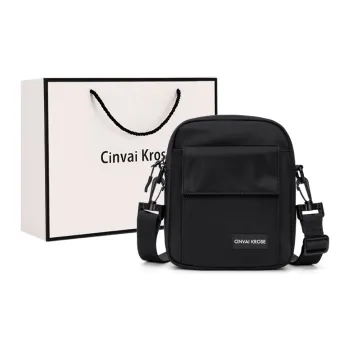 CinvaiKrose Fabric Shoulder Bag Crossbody Bag Urban Techwear Messenger Bag Small Size Men's Black