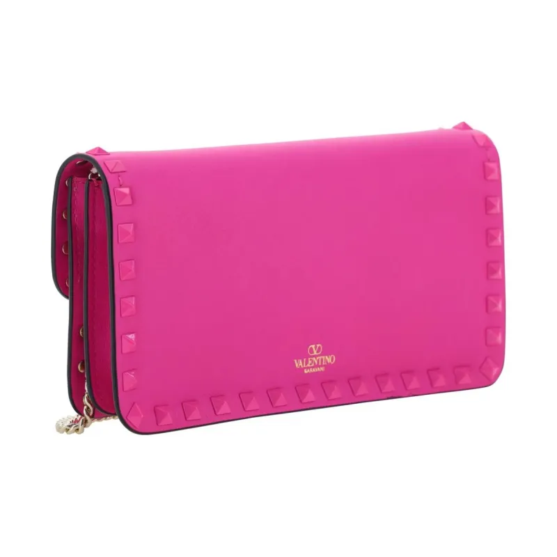 Valentino GARAVANIRockstud Calfskin Crossbody Bag Shoulder Bag Women's Pink Purple-2