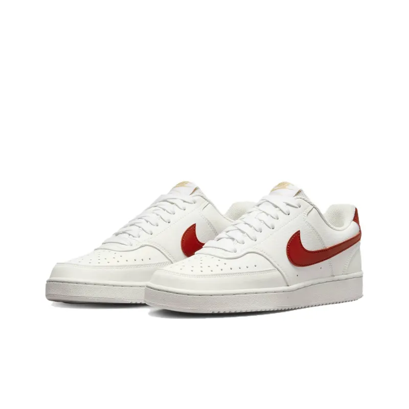 Nike Court Vision Low Low Top Comfortable Skateboard Shoes Women's White Red-2