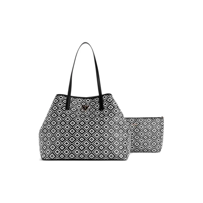 GUESS Artificial Leather Tote Bag Shopping Bag Shoulder Bag Handbag Women's Black-3