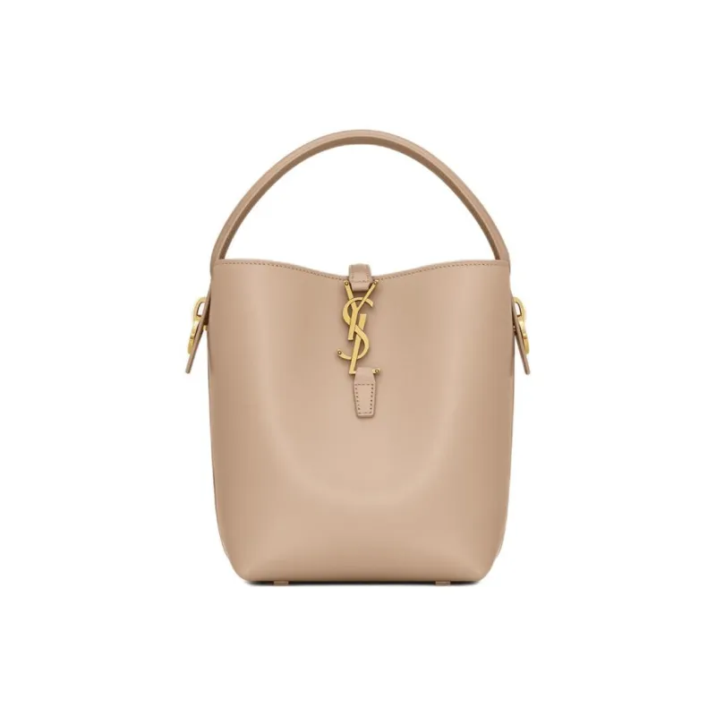 SAINT LAURENT Leather One Shoulder Handbags Small Size Women's Dark Beige-0