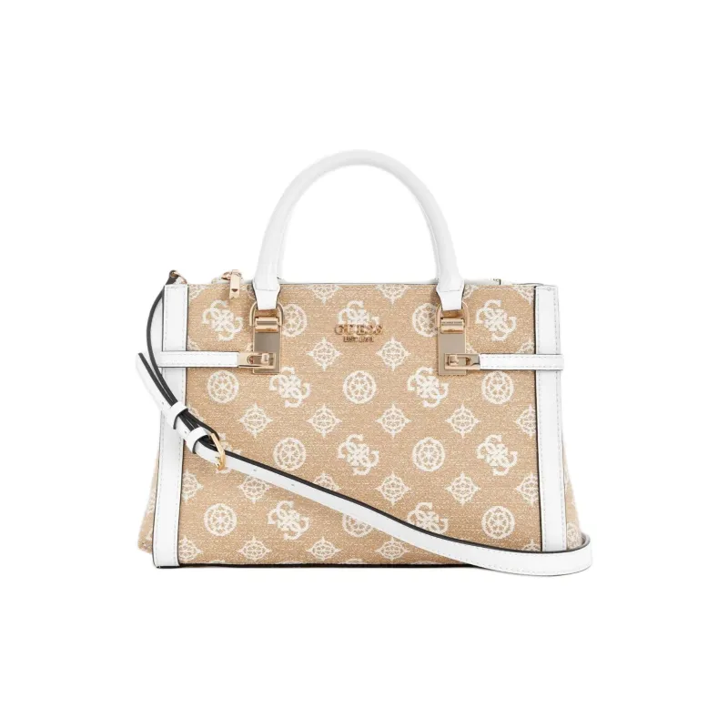 GUESS Faux Leather Tote Bag Shopping Bag Portable Crossbody Bag Shoulder Bag Women's White-0