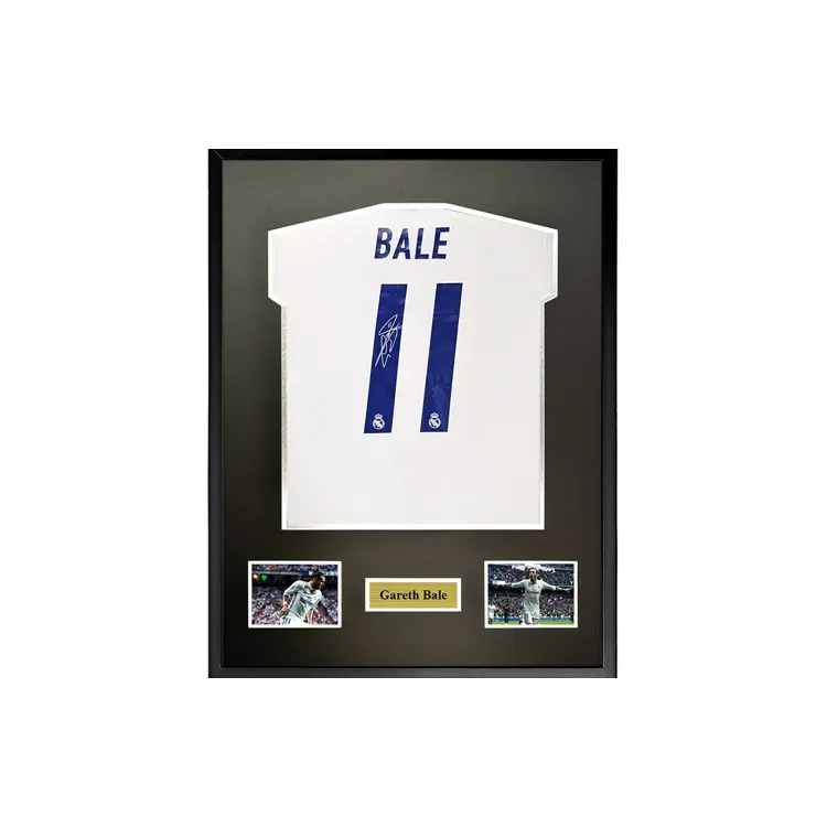 Three For Gareth Bale 16-17 Real Madrid Signed Soccer Apparel Jersey Framed With SA Certificate-0