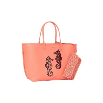 GOYARD Anjou Canvas With Leather Canvas Bag Tote Bag Shopping Bag Shoulder Bag Handbag Small Size Women's Orange Pink