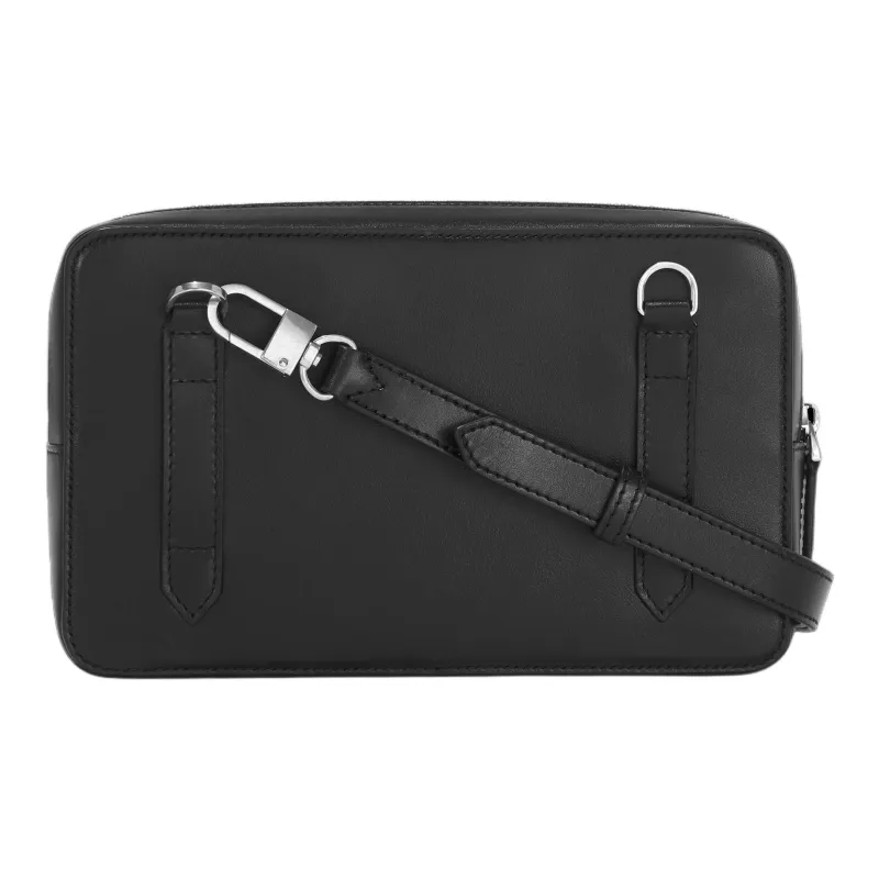 MONTBLANC Grain Cow Leather Clutch Mini Men's Black & Olive Green-3