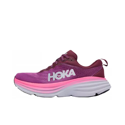 HOKA ONE ONE Bondi 8 Running Shoes Women's Low-Top Pink/White