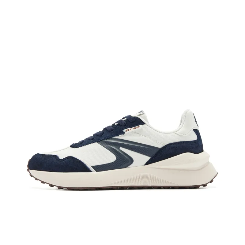 QIAODAN Strong Wind Blows Monologue Lightweight Rebound Low Top Casual Shoes Men's Nova Blue Ivory-0