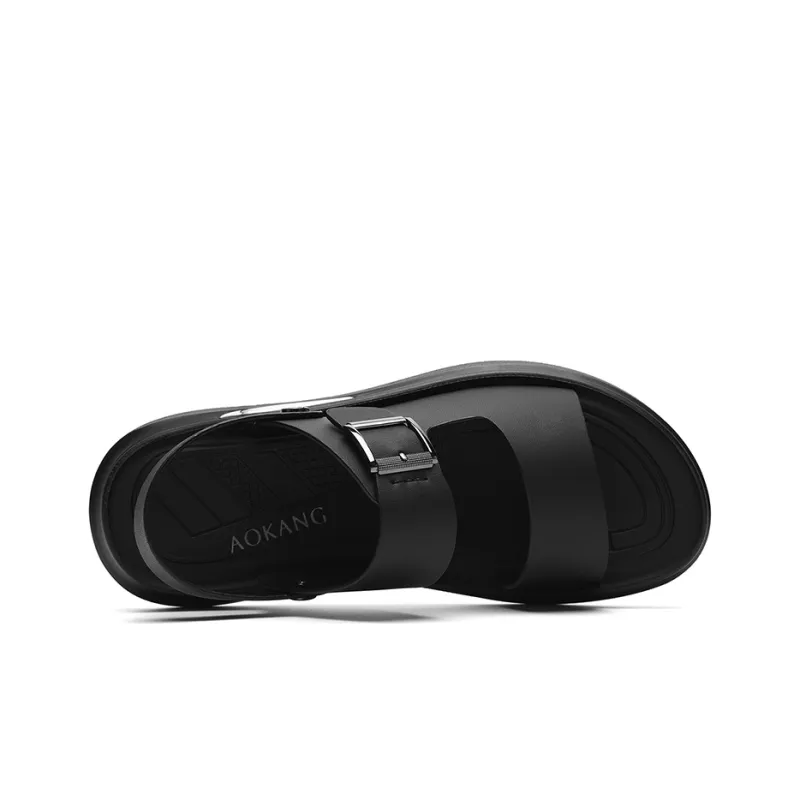 AOKANG 2-in-1 Plain Dad Sandals Beach Sandals Men's Black-4