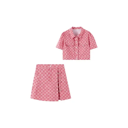 Pure Shimane Two Piece Skirt Sets Women's Pink