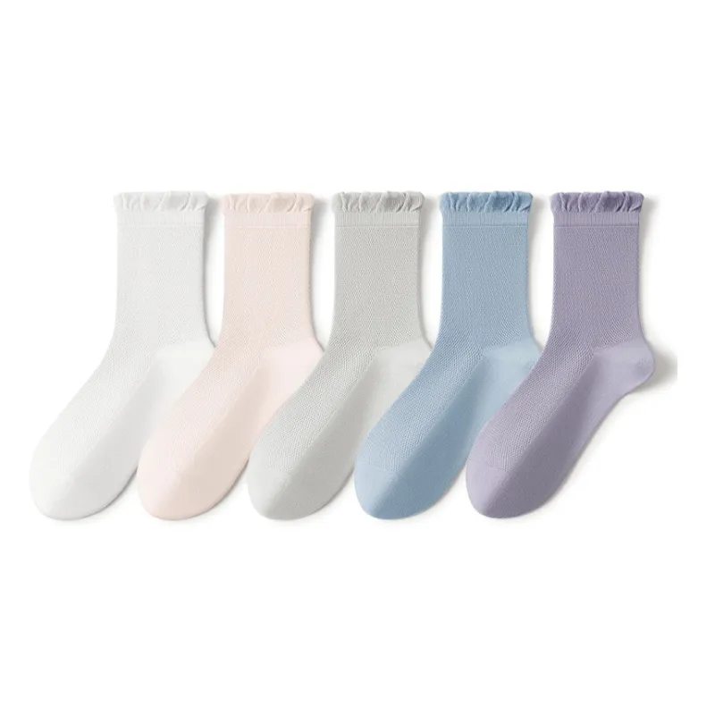 SHIWAJI Mid Calf Socks Women's 5 Pack-2