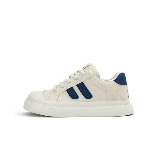 DEERWAY Canvas Shoes Women's Low-Top Beige/Dark Blue