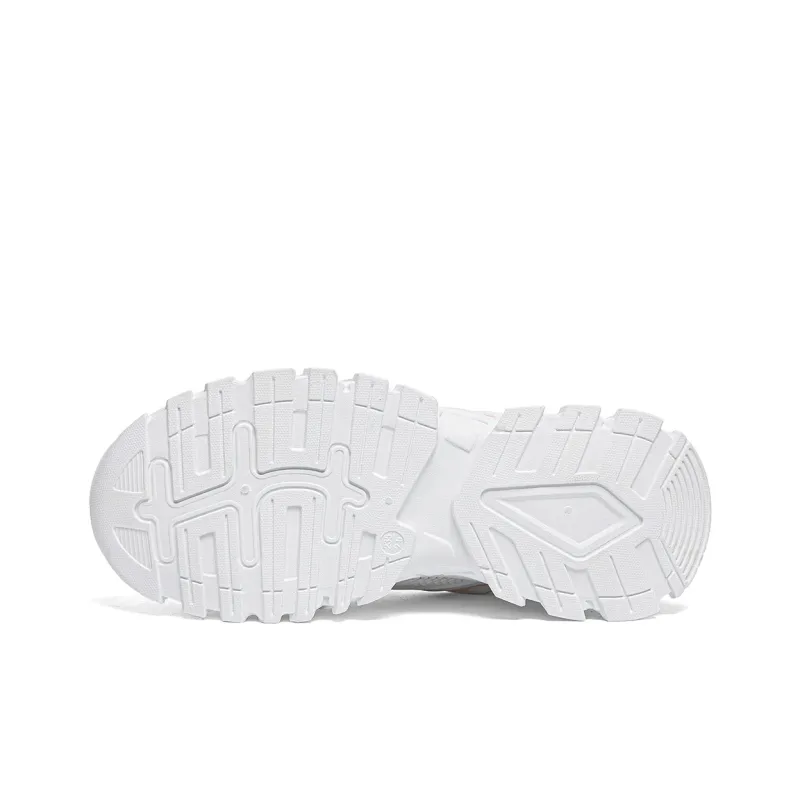 Warrior Lightweight Wear-Resistant And Slip-Resistant Low-Top Chunky Sneakers Unisex White Orange Blue-3
