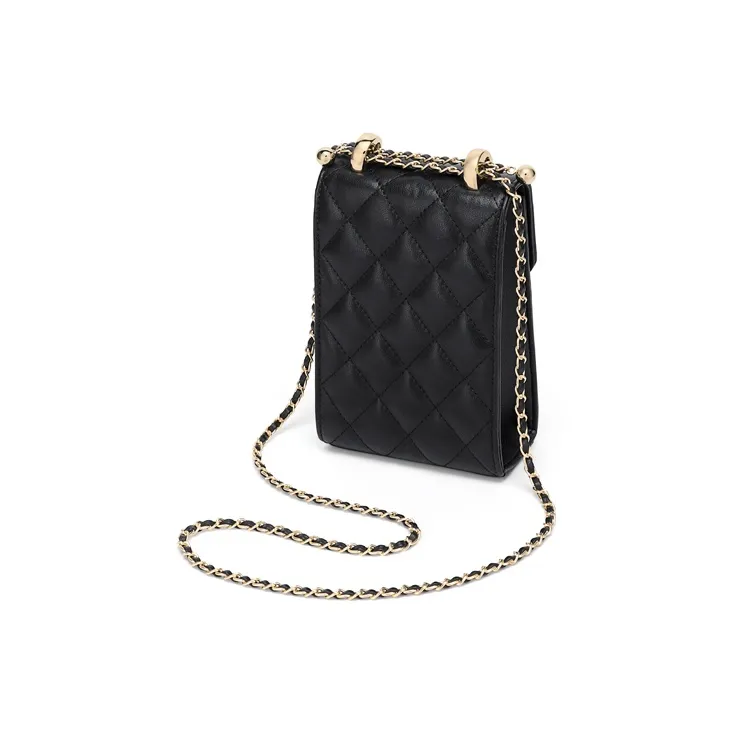 CinvaiKrose Cow Leather With Synthetic Leather Shoulder Bag Crossbody Bag With Cell Phone Pouch Mini Women's Black/Ecru-3