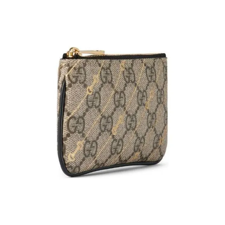 GUCCI Canvas Key Pouch Women's Black & Ebony-1
