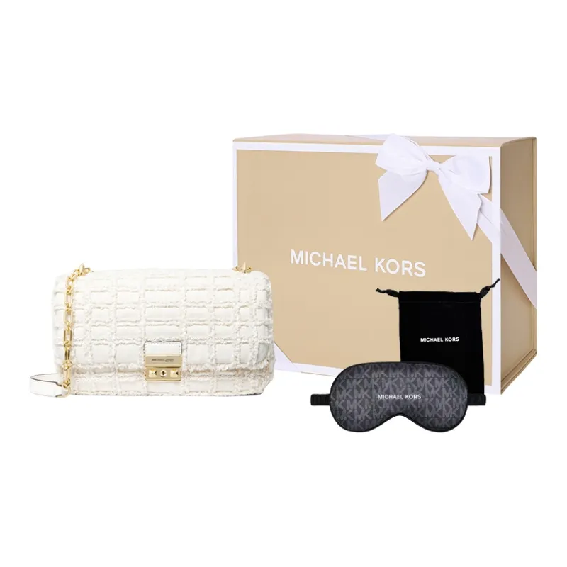 MICHAEL KORS Fabric Shoulder Bag Women's Denim Blue/White/Black-10