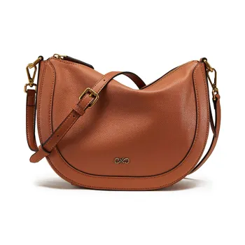 PIERRE CARDIN Cow Leather Vintage Inspired Shoulder Handbag Women's Brown