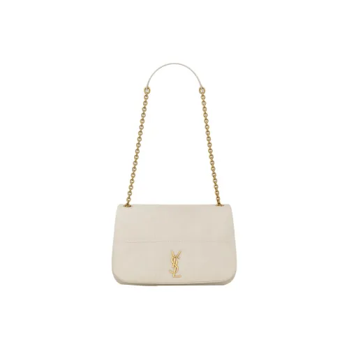 SAINT LAURENT Lambskin Shoulder Bag, Crossbody Bag, Handbag Small Size Women's Vintage White
