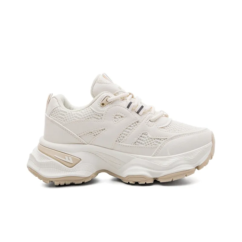 Warrior Height Increasing Lightweight Low Top Chunky Sneakers Women's Khaki-1