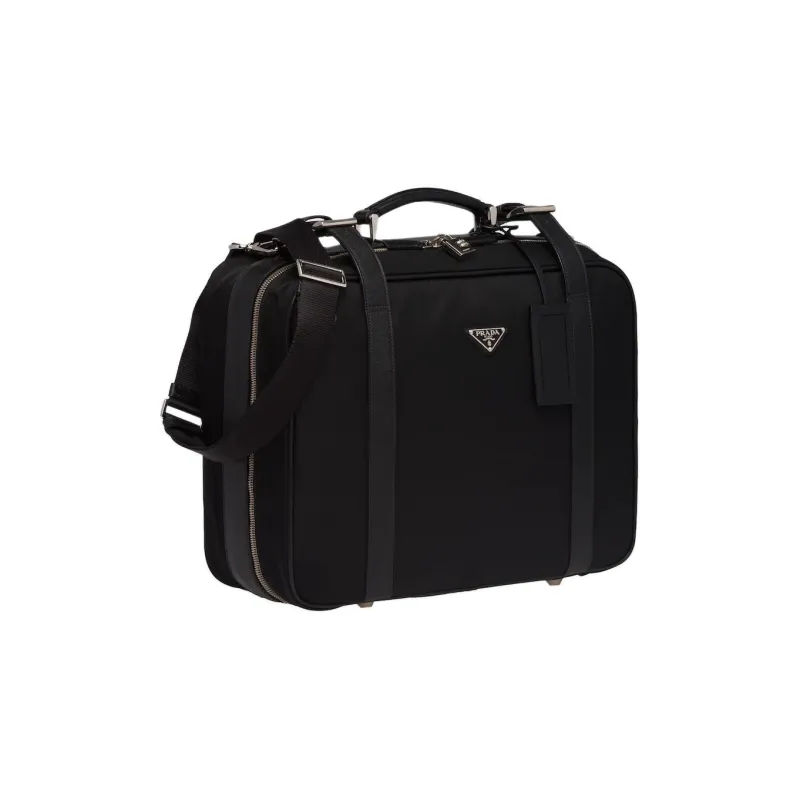 PRADA Fabric With Leather Patchwork Nylon Travel Bag Shoulder Bag Crossbody Bag Handbag Women's Black-1
