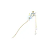 Traditional Chinese Style Tassel Hairpin[Ice Blue Peach Blossom]